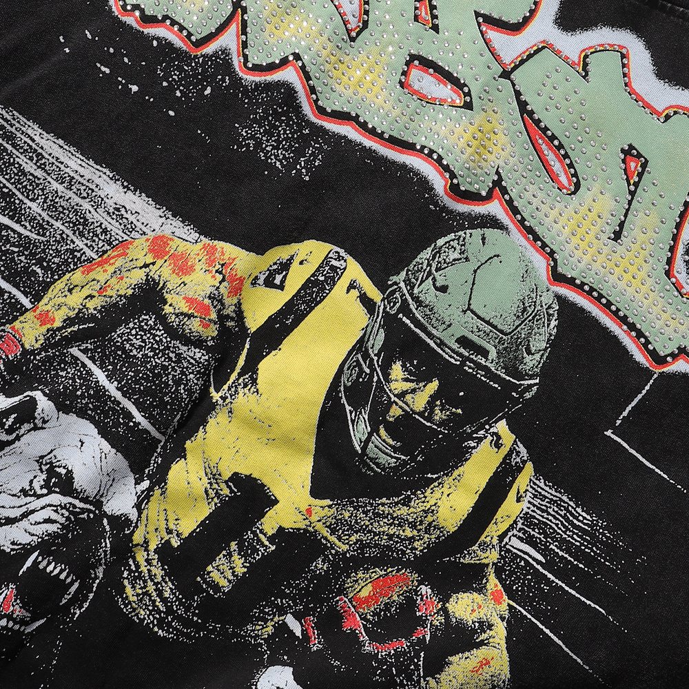 MAJESTIK Bulldog Football Rhinestone Cropped T-Shirt