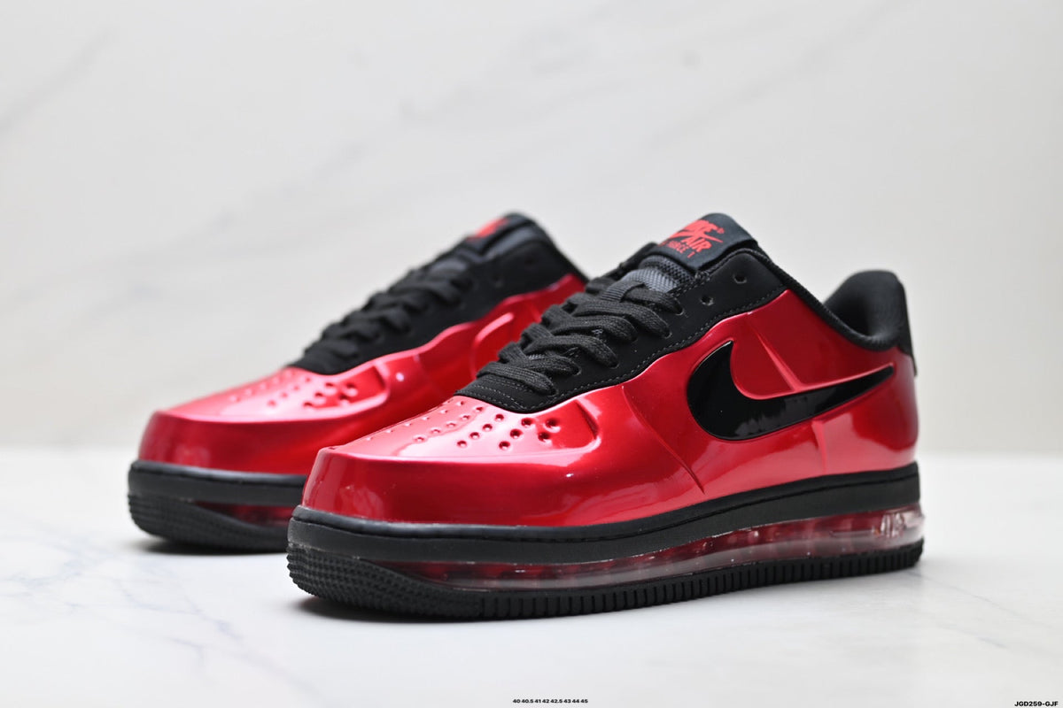 Nike Air Force 1 Low Red Black Unisex Sneakers Style 03
