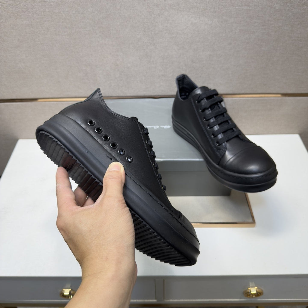 Black and Off-White Low-Top Sneakers